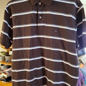Tommy Hilfiger Large Brown Striped Polo Shirt